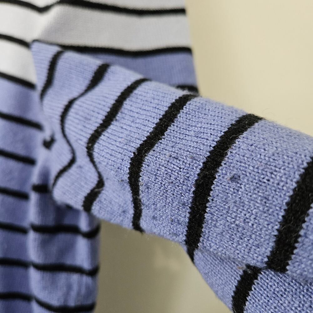 Croft & Barrow Size M Grey Blue Block Striped Acrylic Knit Sweater Top Shirt - Picture 6 of 16